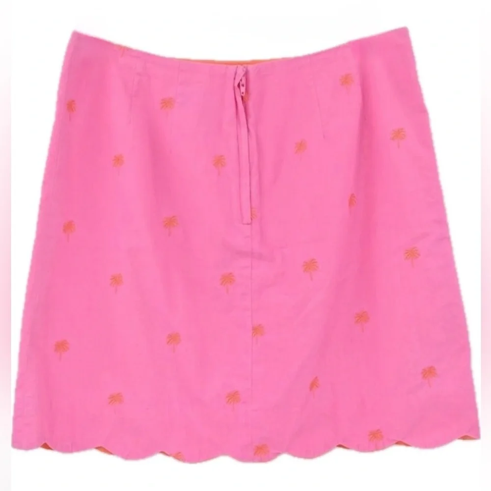 VTG Lilly Pulitzer Pink Palm Tree Scalloped Hemline Skirt women’s size 8
